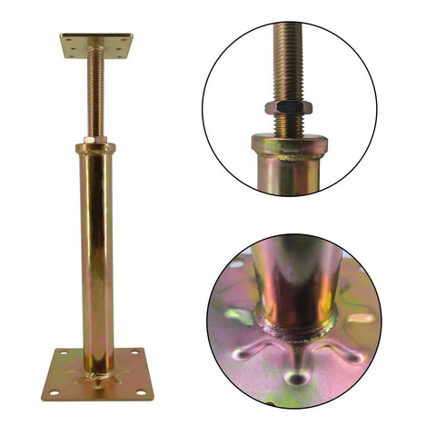 Six Pack Floor Jack Posts for Leveling 11 to 16 Inch Height Range 6 Ton, close-up of adjustable threaded post and base plate