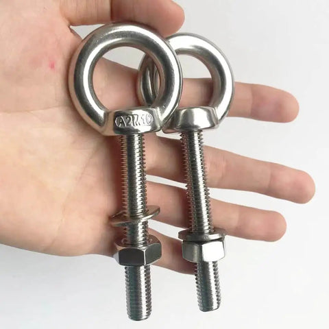 Heavy Duty M10 Shoulder Eyebolt Set Two Pack With Nuts And Washer, Stainless Steel Lifting Ring Eyebolt for Hoisting and Securing Loads