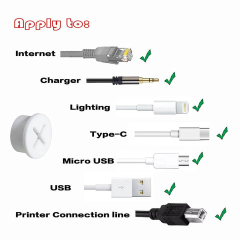 Eight Pack Three Quarter Inch Cable Cord Grommets For Desk And Furniture Wall Holes White Silicone Rubber Grommets apply to various cables