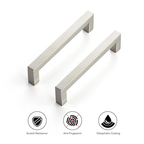 Two 30 Pack Brushed Nickel Square Cabinet Handles For Cabinets And Drawers Stainless Steel Cupboard Pulls with scratch resistance and anti-fingerprint.