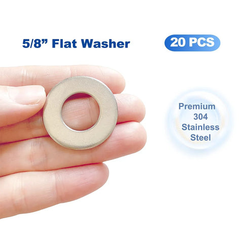 Flat washer 5/8 in ID x 1-5/16 in OD, 304 stainless steel, 20 pcs