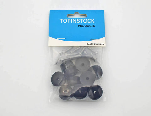 Non Slip Rubber Feet For Cutting Boards With Stainless Screws 12 Pack in retail packaging, thermoplastic rubber, DIY friendly bumpers.