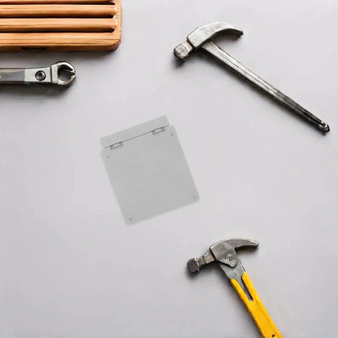 Three Pack Air Conditioning Control Wall Covers 86 Type Power Switch Protective Plates over tools on a white background