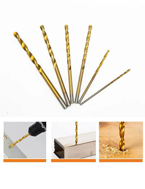 Mini Drill Bit Set With 60 Pcs And 12 Free HSS Titanium Micro Drill Bits For Metal Plastic And Wood Three Sixty Fourths Of An Inch To One Eighth Of An Inch Yellow Perfect For DIY Projects By INTOO, showcasing various angles and uses.