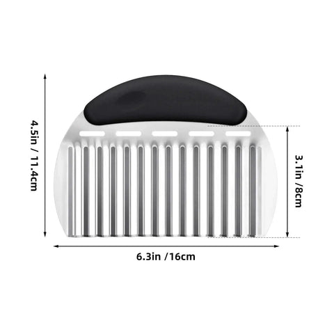 Stainless Steel Potato Crinkle Cutter And French Fry Cutter Large Wavy Slicer for Vegetables and Fruits, black handle, front view