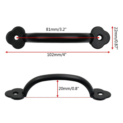 Dimensions of 12 Pack 4 Inch Matte Black Rustic Drawer Pulls Antique Gate Handles for Dresser Kitchen and Bathroom Cabinet Cupboard Doors
