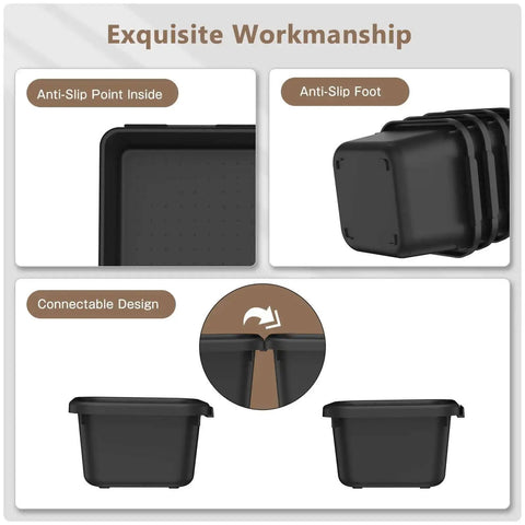 Close-up of 46 Piece Tool Box Organizer Tray Divider Set in Black featuring anti-slip design and connectable trays for modular storage.