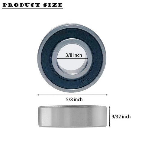 R6-2RS miniature deep groove ball bearing, 3/8 in ID x 7/8 in OD x 9/32 in width; pre-lubricated, double rubber sealed