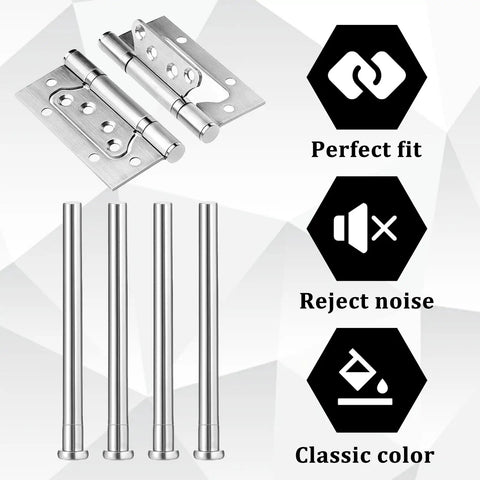 4 Pack 3.5 Inch Door Hinge Pins Stainless Steel Silver Oil Rubbed Finish For Interior Doors And Windows Security Replacement With Screws Included Built To Last And Keeps Doors Swinging Smoothly displayed with hinge.