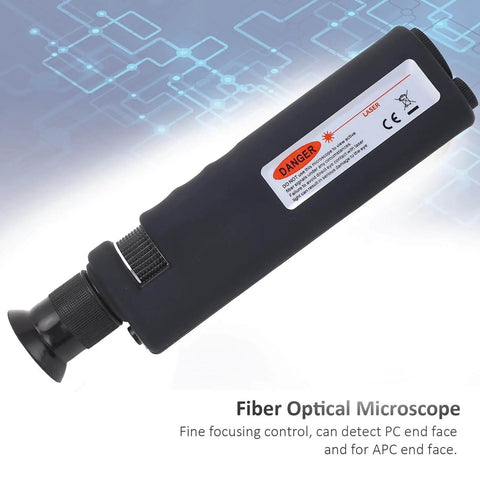 Fiber Optic Microscope 400X Portable Monocular High Accuracy Inspection Tool, black handheld design, for cable and surface checks.