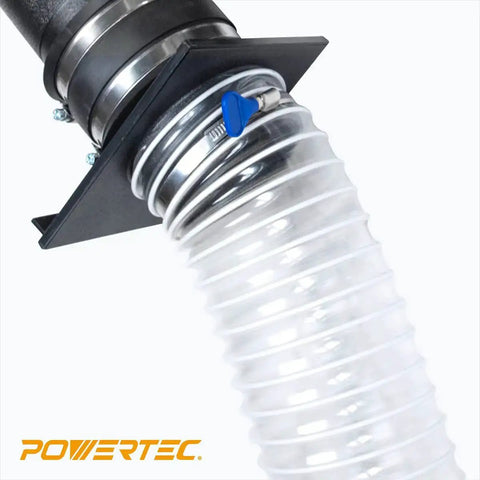 6 Inch By 20 Foot Ultra Flexible Clear PVC Dust Collection Hose Spiral Design attached to dust collector