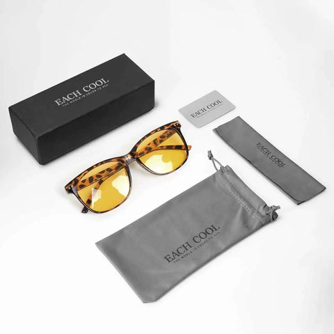 Night Driving Shades For Women And Men Polarized Night Vision HD Anti Glare Yellow Lenses UV400 Protection Amber Tortoiseshell Frame