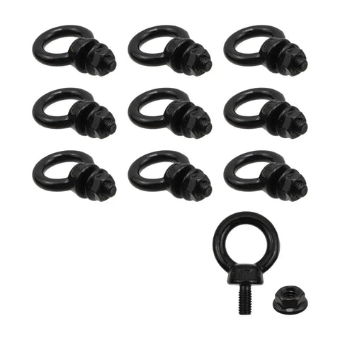 10 Pack M6 Lifting Eye Bolts In Black Stainless Steel With Lock Nuts For Heavy Duty Rigging, Eye Bolt Rings For Hanging Hammocks And Swing Chairs