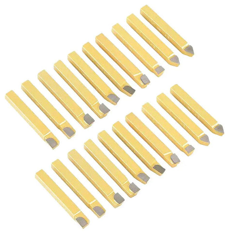 Pro Grade Twenty Piece One Quarter Inch Carbide Tipped Lathe Tool Set For Metal Turning Boring And Chamfering With Cemented Carbide Bits