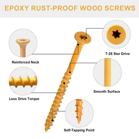 Tan Epoxy Coated Deck Screws Two And A Half Inch For Timber And Fencing Size Ten Wood Screws 100 Pack Built For Outdoors Tough
