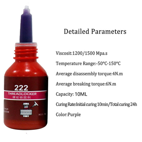 Purple Threadlocker High Strength Oil Resistant Anaerobic Adhesive For Screws And Bolts Locking Solution, 10ml Bottle with Label
