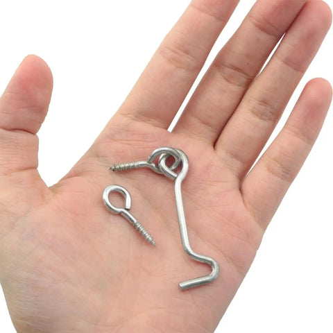 Galvanized Aircraft Cabin Door Latch Set 10 Pcs With 2 Inch Hooks And 24 Mm Mounting Screws For Cabinets Gardens Sliding Barn Doors