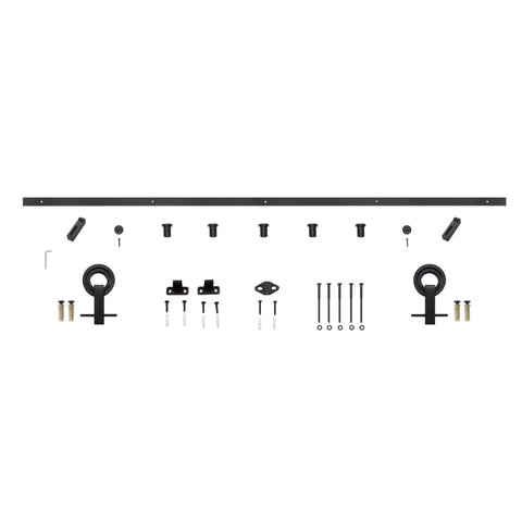 Bearing Roller Top Mount Barn Door Hardware Kit In Stainless Steel 78 Inch Track System For Super Smooth Sliding Doors, components layout.