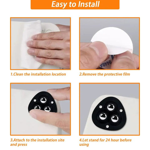 Installation steps for Peel And Stick Adhesive Caster Wheels For Appliances And Furniture 360 Degree Swivel Universal Rollers