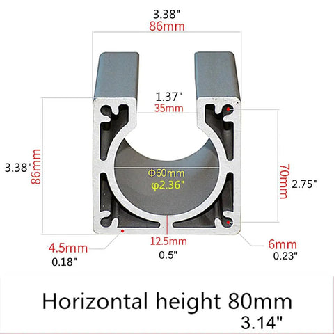Sturdy Aluminum Nema 34 Stepper Motor Mounting Bracket For CNC Router Engraving And Milling Machines 86x86x80mm diagram