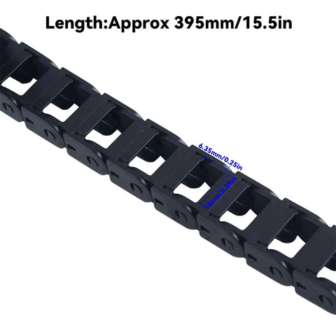 Black Drag Chain Replacement Kit For FlashForge Adventurer AD5X Open Type Plastic Wire Carrier, 395mm length, close-up view