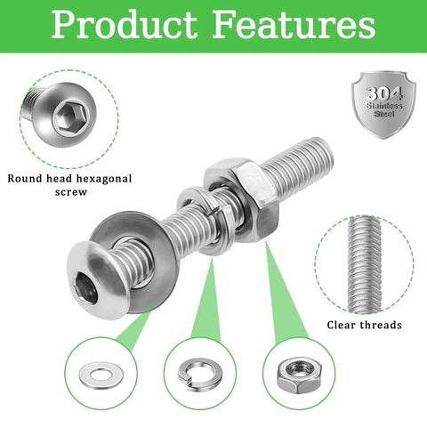 Heavy Duty 1040 Piece M3 Screw Kit With Nuts, Washers And Hex Wrench Includes M3 Screws From 6mm To 40mm Range