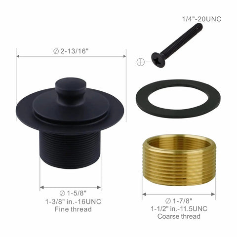 Matte Black Tub Drain And Overflow Kit With Single Hole Faceplate, Universal All Metal Lift And Turn Bath Drain Kit By Welsan parts