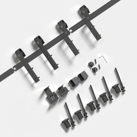 4 Ft Mini Cabinet Bypass Double Sliding Barn Door Hardware Track Kit With Heavy Duty Carbon Steel Track and Smooth Nylon Rollers