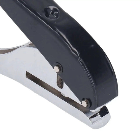 Close-up of 8mm Hole Paper Punch One Hole Puncher handheld with black ergonomic handle showing all-metal design, side view