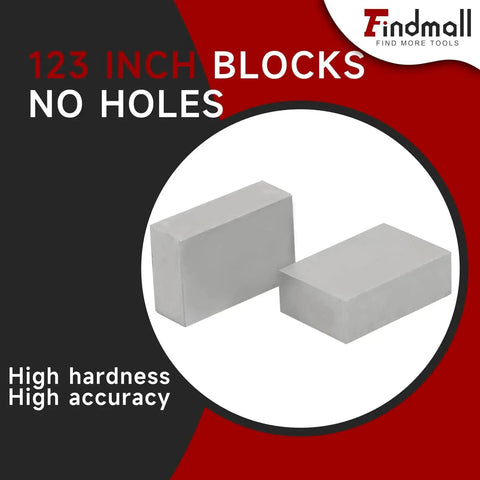 Top Notch 1 X 2 X 3 Inch Machinist Blocks Matched Pair Hardened Tool Steel Ground On All Sides For Ultra Precise Layouts And Grinding With Accuracy Within.0001 To.0002 Inches Heat Treated And Case Hardened To HRC 57 62 By Findmall, no holes, high hardness, high accuracy