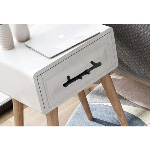 Side table with 8 Pack Black Twig Branch Cabinet Knobs and Rustic Drawer Pulls in zinc alloy, farmhouse decor