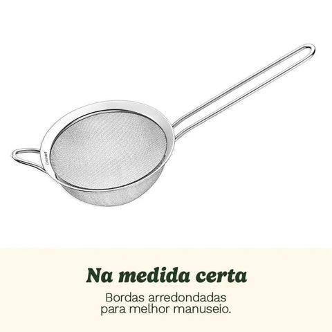 Medium strainer from Three Piece Stainless Steel Mesh Strainer Set With Fine Mesh For Sifting, Straining, And Draining In The Kitchen