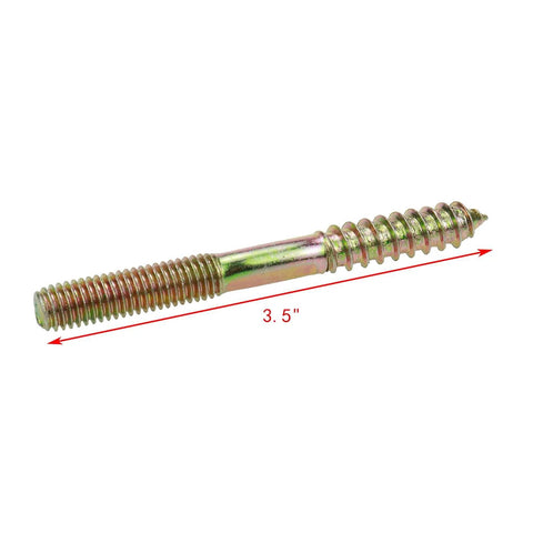 M8x80mm Double End Threaded Self Tapping Wood Screw Bolt Stud Hanger Bolt, iron bronze tone, for timber and plugs.