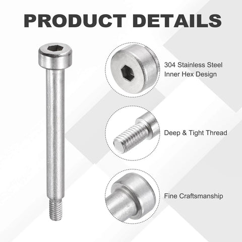 Product details of 8 Pack 304 Stainless Steel Hex Socket Shoulder Bolts With 4mm Shoulder Diameter And 30mm Shoulder Length M3x0.5 Thread