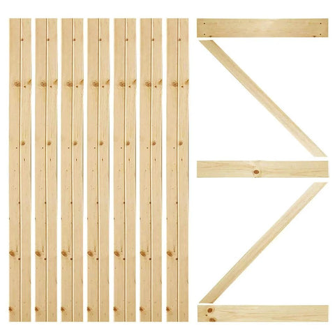 Front view of Unfinished Interior Barn Door Slab DIY Kit With Solid Pine Core, 83.5 Inches Tall By 30 Inches Wide, Knotty Pine Finish