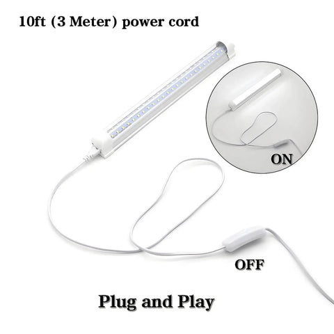 10 Foot T5 T8 LED Tube Power Extension Cord With On Off Switch US Plug for integrated lighting system, plug-and-play setup