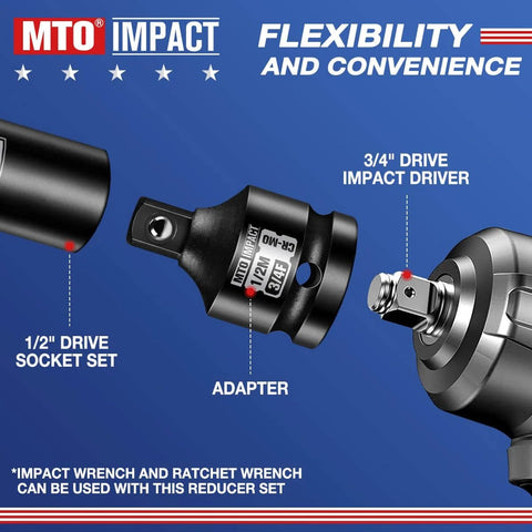 3/4 To 1/2 Inch Impact Socket Adapter Reducer For Quick Tool Swaps And Versatility Converts 3/4 Drive To 1/2 Drive