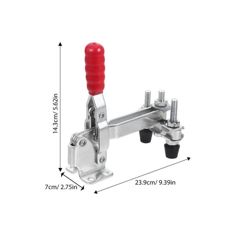 Two Pack Beefy Vertical Double Head Quick Release Welding Toggle Clamps Zinc Plated Iron Fixed Workholding Clamps size guide