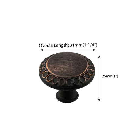 Ravenna Series Solid Traditional Kitchen Cabinet Pull Handle Knob One And One Quarter Inch Oil Rubbed Bronze 10 Packs front view