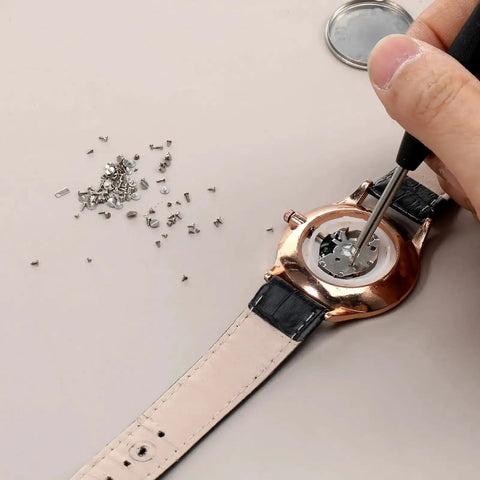 Using 100 Pcs Watch Battery Clamp Screws Replacement Micro Screws Kit for repairing a watch with universal fit components