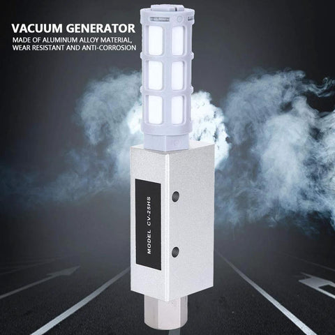 CV-25HS pneumatic vacuum generator with compact air-operated venturi vacuum pump, aluminum alloy body