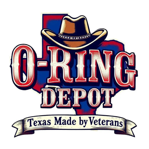 O-Ring Depot logo with cowboy hat, Texas outline, and banner reading 'Texas Made by Veterans'.