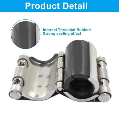 Close-up of Pipe Repair Clamp Kit 20-23mm with stainless steel band and rubber liner highlighting threaded internal rubber for leak fix.