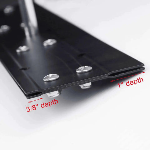 Close-up of Heavy Duty 16 Inch Sheet Metal Folding Tool With Dual Depth Three Eighths And One Inch Bends showing depth markings.