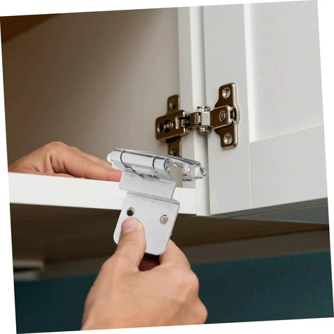 Person installing Heavy Duty Recessed Cabinet Hinges With Self Closing Design For Kitchen And Bathroom on cabinet door