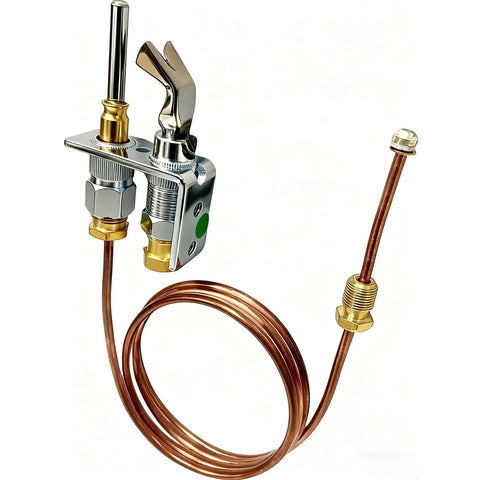 MCAMPAS Q314A4586 pilot burner with thermocouple kit; copper tubing and chrome valve assembly for gas furnaces