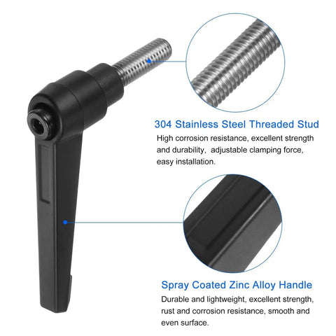 4 Pieces Clamping Lever Handles M8 x 20mm Threaded Male Stud Stainless Steel 304 Adjustable Locking Quick Release