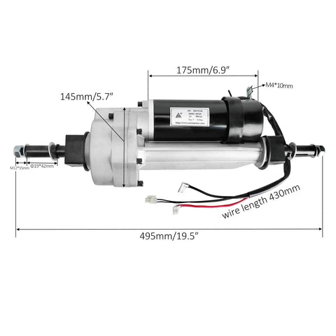 Kemblawolf 24V 180W transaxle motor with electromagnetic brake; black motor, silver gearbox, 3/4-inch shaft