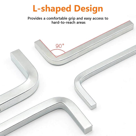 L-shaped design of 7 Piece Square Head Wrench Set With L Shaped Keys For Pocket Hole Screws Pro Grade Cr V Steel Durable Build.