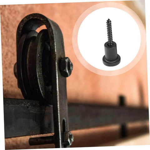 Sliding Barn Door Track Spacers Kit With Breezy Install Aesthetic Wall Mount Hardware visible with pipe clamps and screws